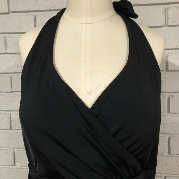 Boden Women Black Halter Ruched Tummy Friendly One Piece Swimsuit | Size 8 - Picture 8 of 15